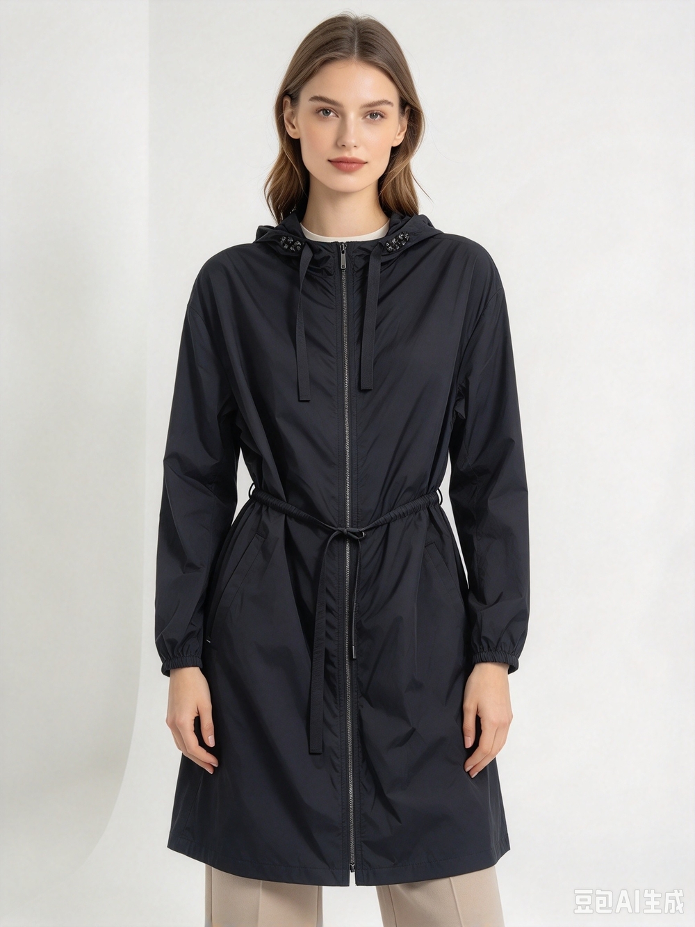 Max Mara 'S lightweight navy hooded parka jacket